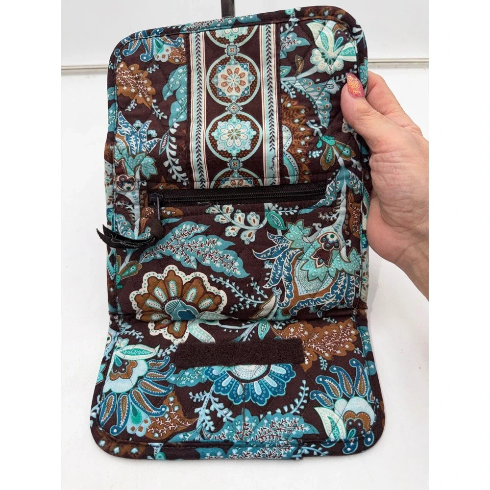 Vera Bradley Night and Day Quilted Cotton Trifold Wallet Retired Java Teal - Picture 6 of 7